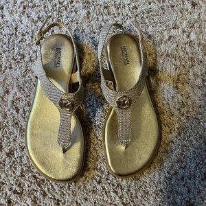 New Michael Kors size 7 gold sparkly sandals